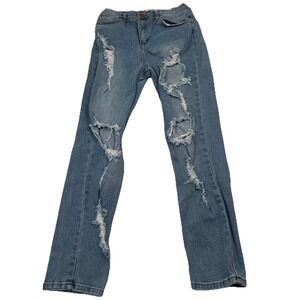 Vibe & Rant Distressed Jeans Women's 9 W29 Light Wash Straight Leg Ripped Denim